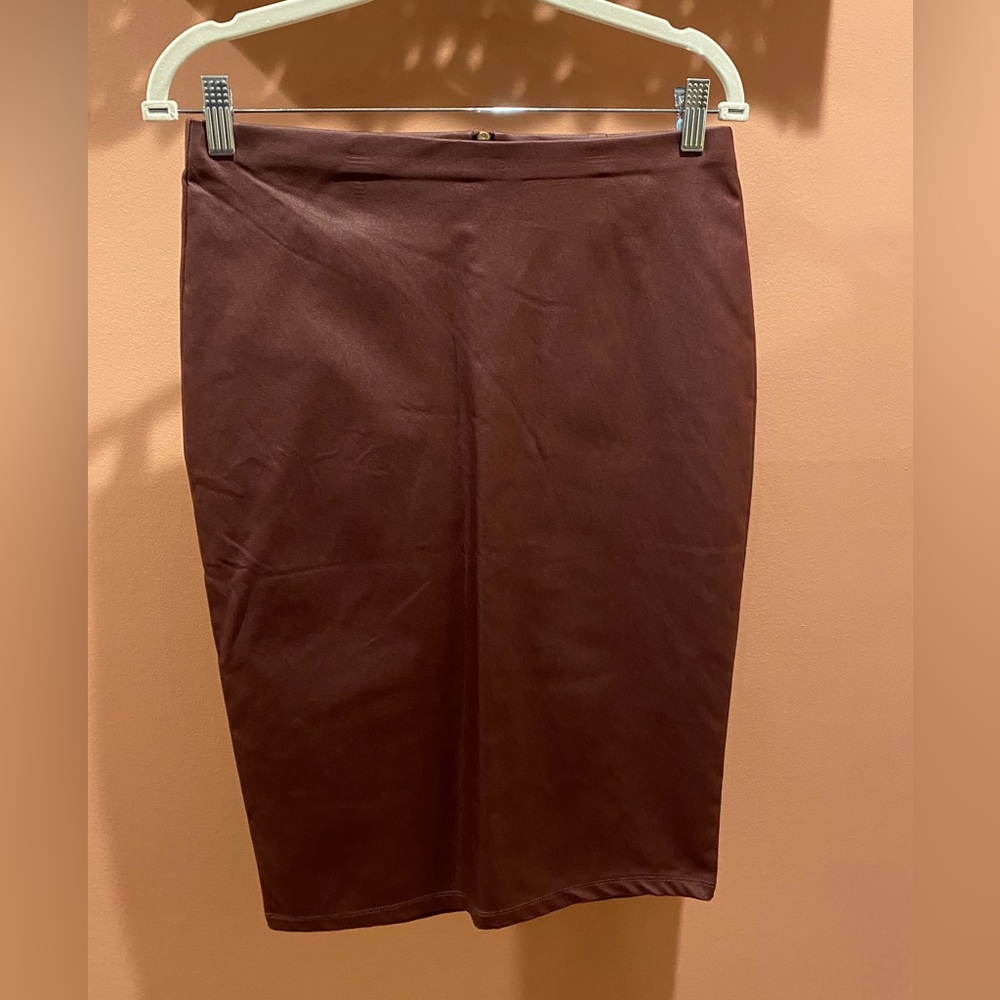 Deep red stretchy pencil skirt